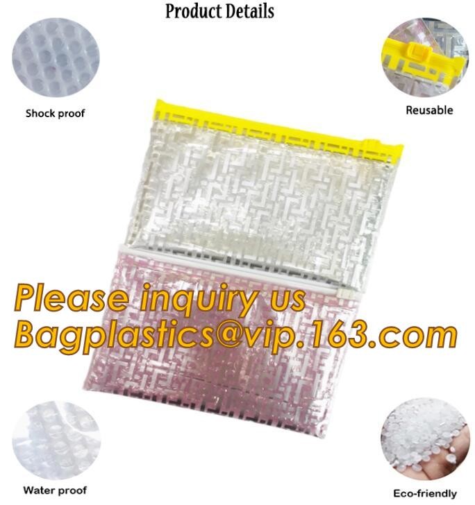 Cosmetic Slider Zip lockk Bubble Bags Bubble Slide Pouch,Zip lockk esd bubble bag bubble packaging wrap cosmetic pouch slide
