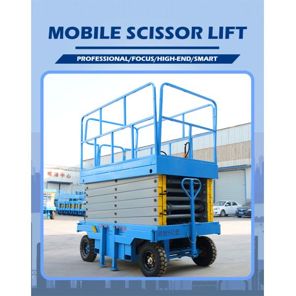 Self-Propelled 8-10m Electric Scissor Lift Truck 300kg Load Aerial Work Platform Table Hydraulic Scissor Lift for Cargo