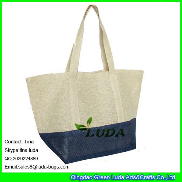 Quality LUDA color block beach bag fashion women's summer straw beach shopper tote bag handbag for sale