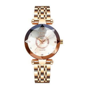 China Hot Sales Starry Sky Diamond Face Multi-angular Glass Solid Stainless Steel Band Women's Quartz Waterproof Watch wholesale