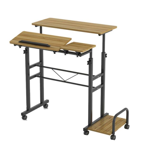Quality Office Home Height Adjustable Movable Computer Table With Wheels And Host for sale