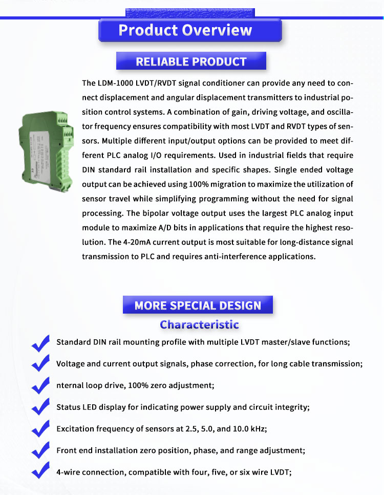 MEAS LDM-1000 1 in stock displacement sensor Signal conditioner LED display can use with LVDT RVDT 4/5/6wire connection