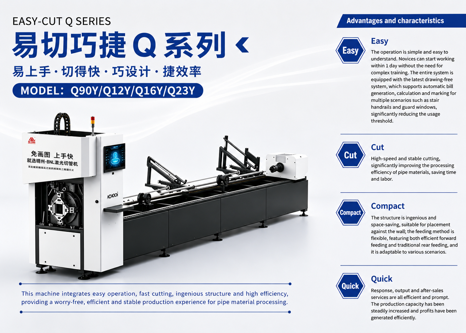 Q12 Fiber Laser Tube Cutting Machine with High Precision & Smart Control System