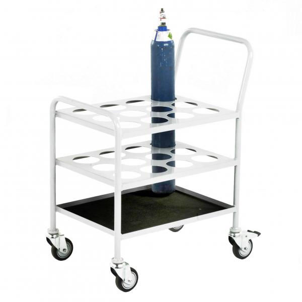 Quality Small Oxygen Gas Cylinder Cart Fabrication O2 Tank Cart White for sale