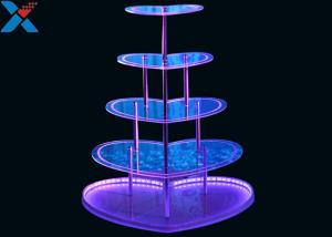 Heart Shape Perspex Display Stand  , 5 Layers Champagne Acrylic Display Shelves