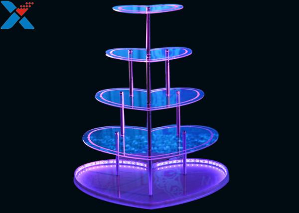 Quality Heart Shape Perspex Display Stand  , 5 Layers Champagne Acrylic Display Shelves for sale