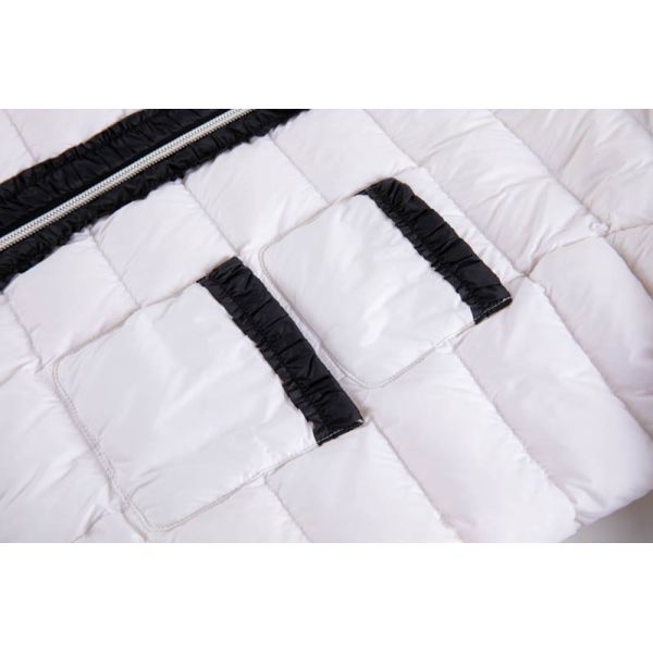 Women's Lightweight Down Jacket with Woven Polyester Shell and Contrast Trim in Short Length