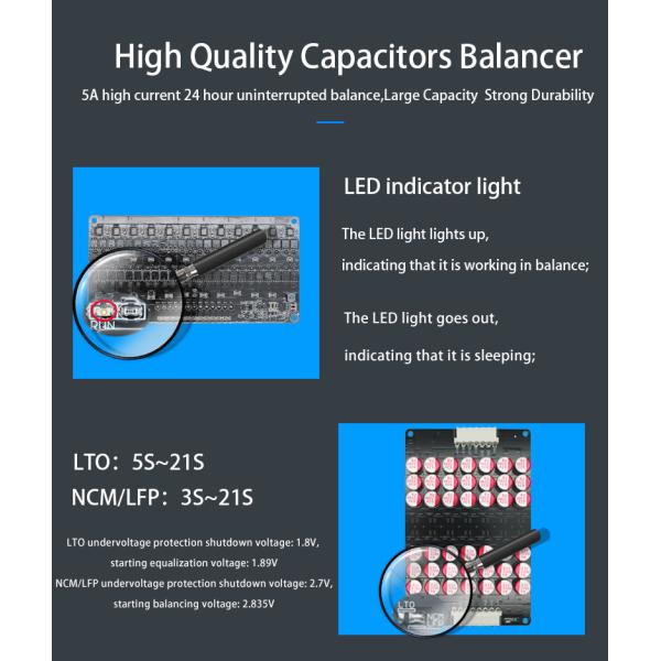 Enerkey Lithium Active Equalizer 9S 10S 11S 12S 5A Active Balancer with Acrylic for Li-ion/Lto/Lifepo4 Battery Pack