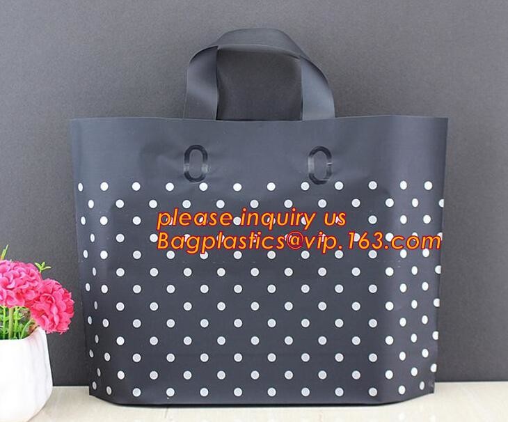 Promotional customized high quality soft loop plastic cloth bag,manufacturer custom soft loop handle polyethylene PE pla