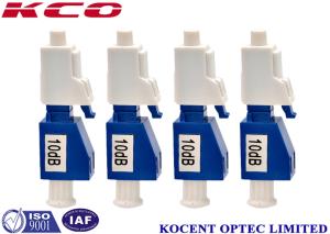China Blue 10dB LC / UPC Optical Fiber Attenuation , Single Mode Attenuator With Square Dusty Cap wholesale