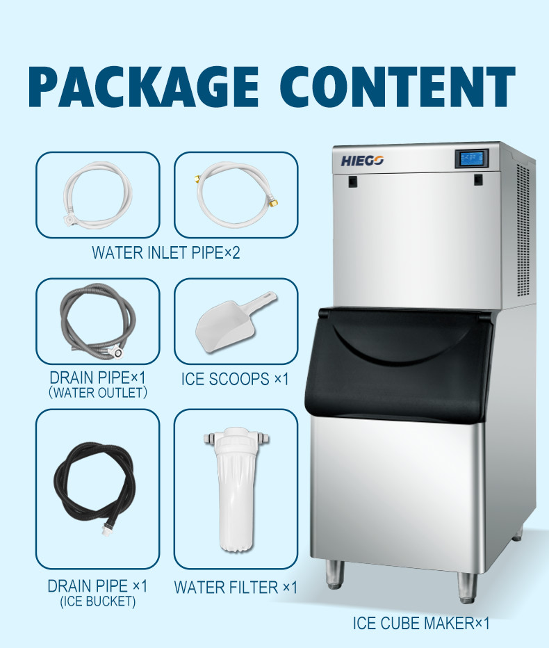 22mm Automatic Ice Machine 300kg Portable Ice Cube Maker R404a