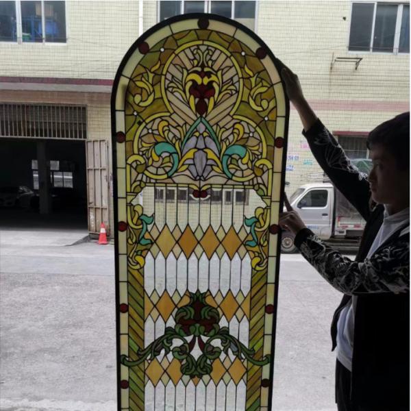 Quality Church Inlaid Hot Melt Glass Decorative Crystal Art Glass Door for sale