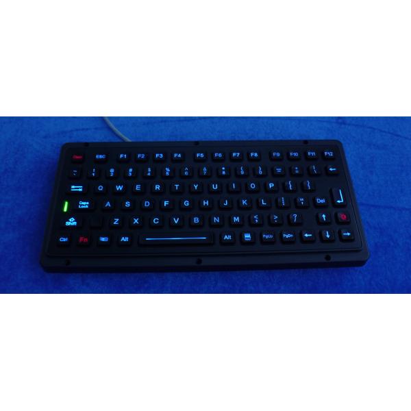 Black titanium vandal proof ruggedized keyboard with industrial backlight