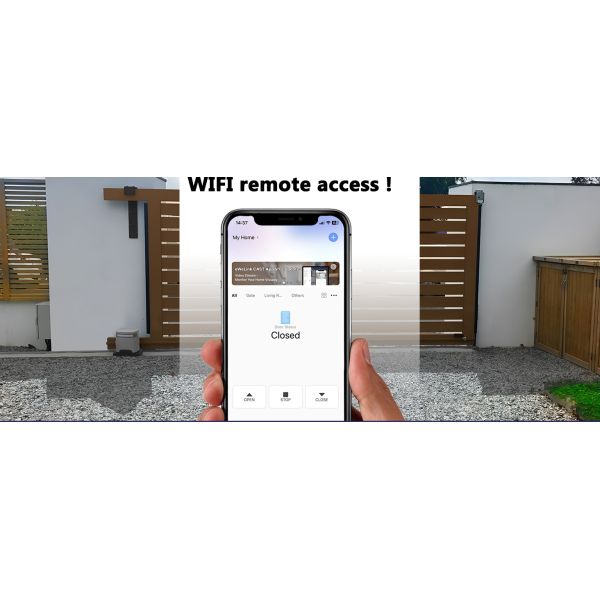 Solar controlled sliding door opener with built-in battery