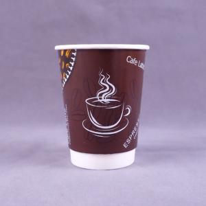 Hollow 12oz 8oz Double Walled Paper Coffee Cups Heat protection