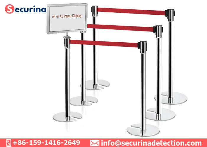 Pointer Frame Retractable Belt Stanchions Sign Holder To Inform Visitors