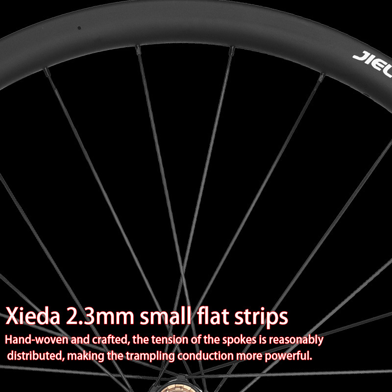 JIELEI High Quality 700c Carbon Fibre Bicycle Wheelset 46mm 24 Holes Four Claw Clincher Disc Brake Tubeless Road Bike Wheels