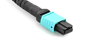 OM3 12F 3.0mm MPO Trunk Cable MPO Female to MPO Female 50 / 125μm With LSZH Aqua 10M Polarity B MPO Fiber Cable