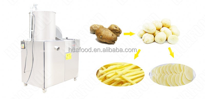 High Performance Potato Peeler And Slicer / Taro Peeler And Chipper / Potato Peeling And Slicing Machine