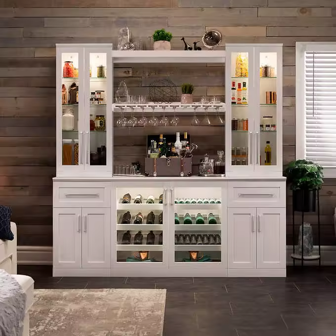 Designer Solid Wood Melamine LED Sensor Light Cabinet Prefab Modular Kitchen Cabinets