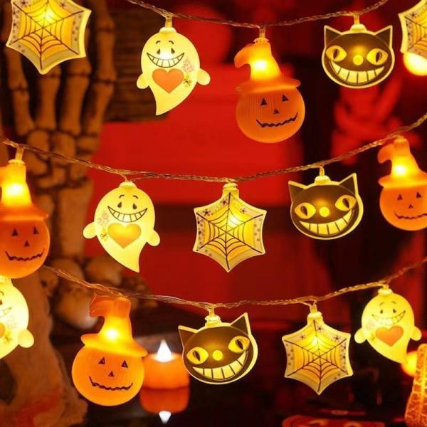 Quality Halloween String Lights LED Pumpkin Pumpkin Ghost Skeleton Spider Lights Battery for Halloween Indoor Outdoor Decorations for sale