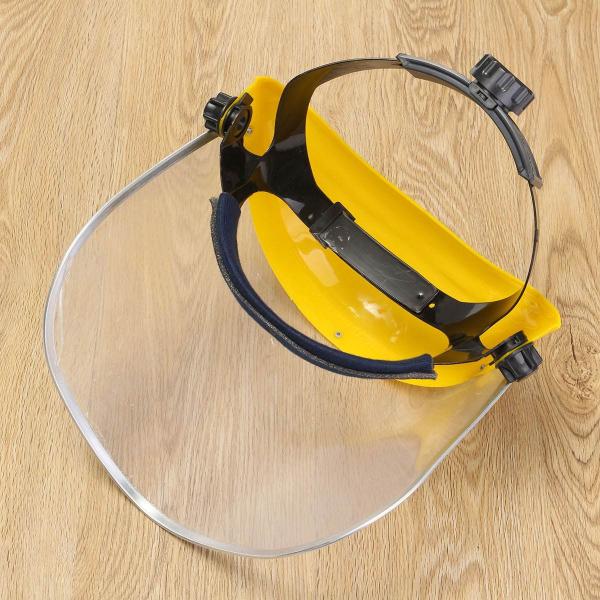 Safety Face Shield Helmet Transparent Mask All-Purpose Face Shield Clear PVC Visor Ratchet Suspension Yellow Headgear
