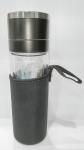 Largesize Glass Water Bottle Stainless Steel Push Opening With Cloth Sleeve