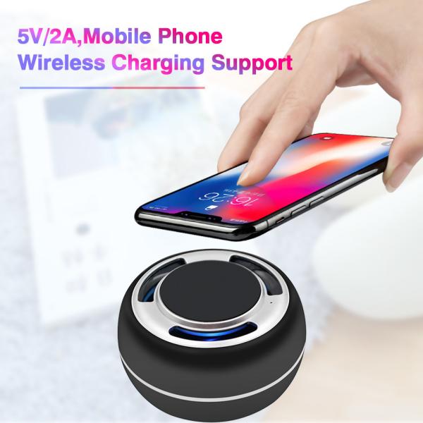 Quality TWS portable bluetooth speaker mobil phone wireless charging support LED colorful with radio for sale