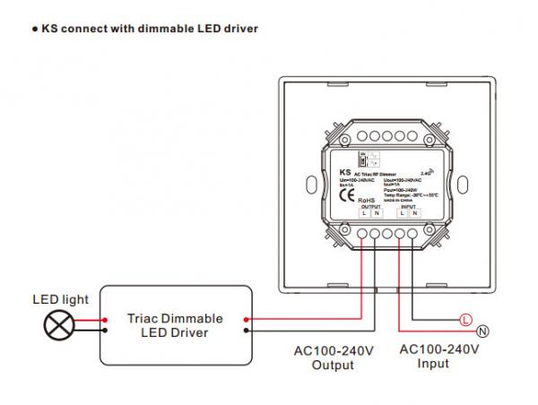 Manual Knob LED Dimmer Switch AC 200-240V 2.4G RF R1 Remote Triac Led Dimmer