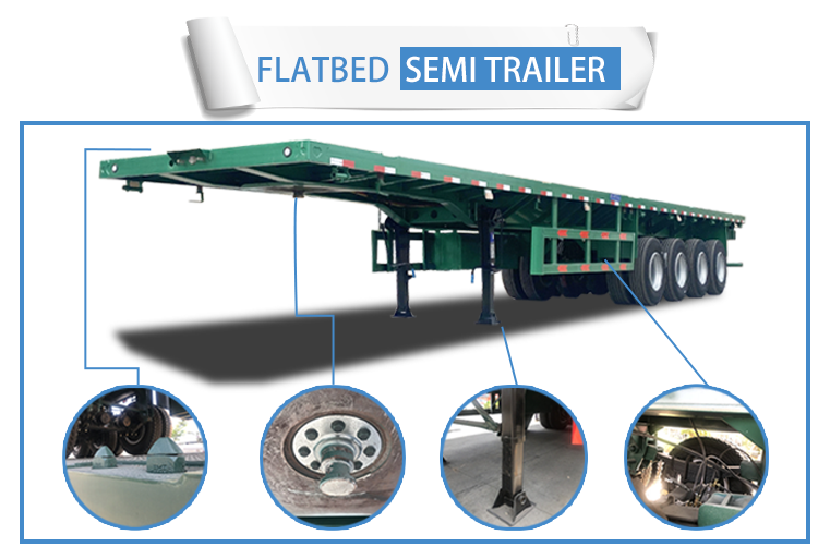 Container Transportation 2 3 4 Axles 20feet Platform Semi Trailer Flatbed Semi Trailer For Sale With Fuwa / BP Axle