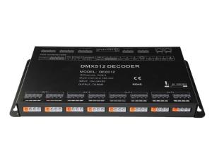 China 12V / 24V PWM Output LED Strip DMX Decoder 12 Channel Dip Switch Addressing on sale