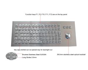 China Panel Mounted Metal Rugged Keyboard With Backlit USB Optical Trackball wholesale