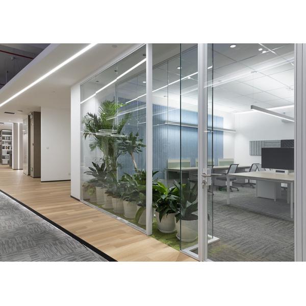 Office Partition Walls Convenient Sliding Door Glass With Track Lock Hardware Long Handle Save Space