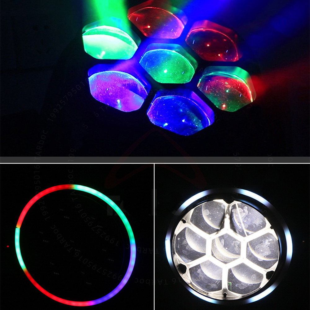 7PCS 40W RGBW 4 In1 LED Zoom Bee Eye Moving Head Light With Auxiliary Light Dj Disco Stage Party Lights