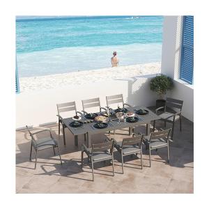 China Extendable Metal Dining Table and Chair Set for 4-8 People in Courtyard by AJUNION wholesale
