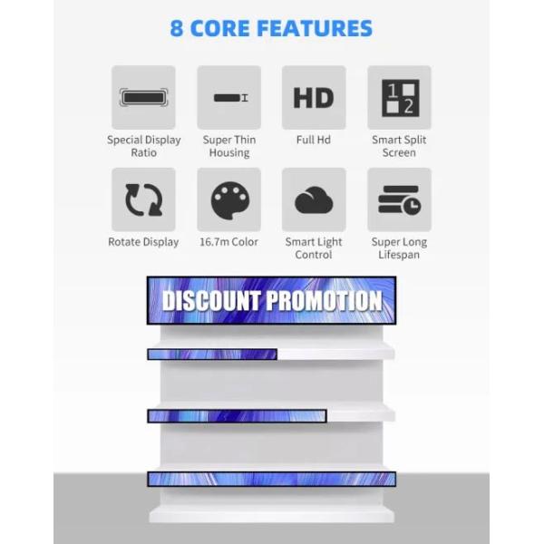 28 Inch Shelf Edge Bar LCD Display 300cd/M2 Brightness Multifunctional