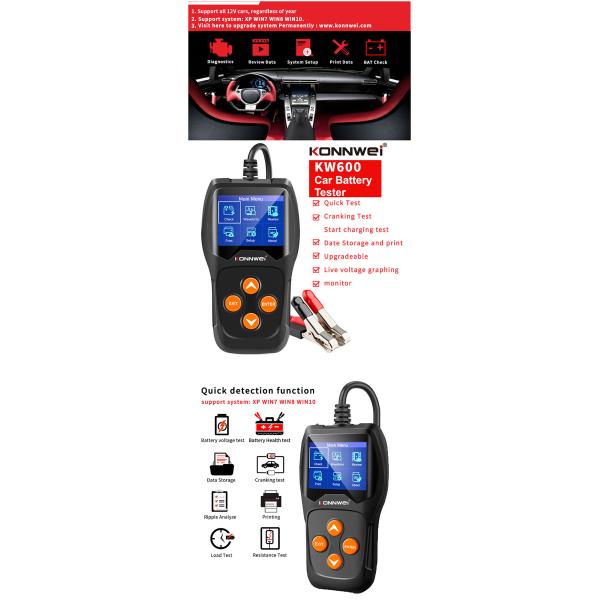 TFT Colorful Screen Auto Car Diagnostic Scanner KW600 With Data Printing Function