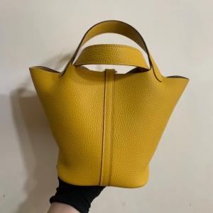 China Hermes Branded Ladies Handbag Jaune Ambre Picotin Lock PM Clemence Leather Soleil wholesale