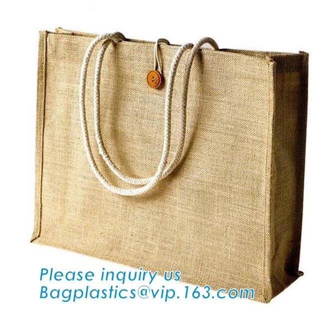 JUTE STORAGE BASKET WITH COTTON ROPE HANDLES,Burlap fabric jute toy storage basket for home storage organization bagease