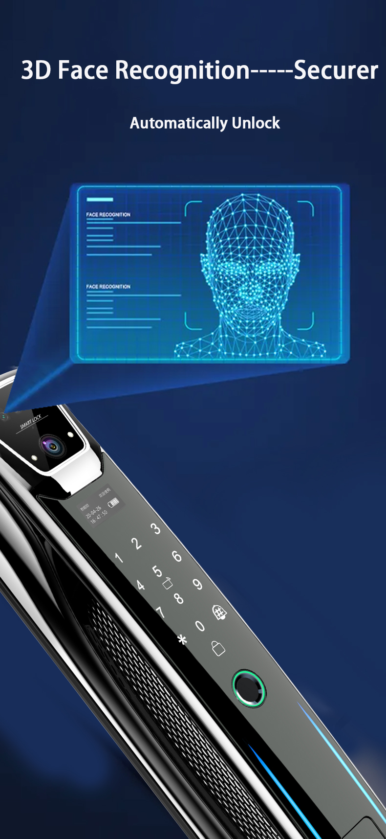 S937MAX Video Face Lock with 3D Face Recognition and Emergency Power USB 6kg/pcs