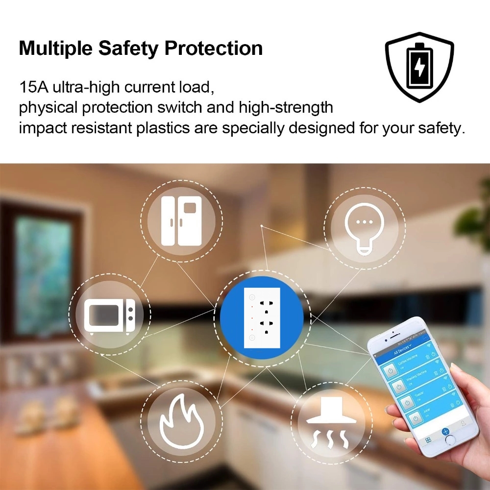 16A 3kw Wireless Multi Plug ZigBee Multi Outlet Remote Control