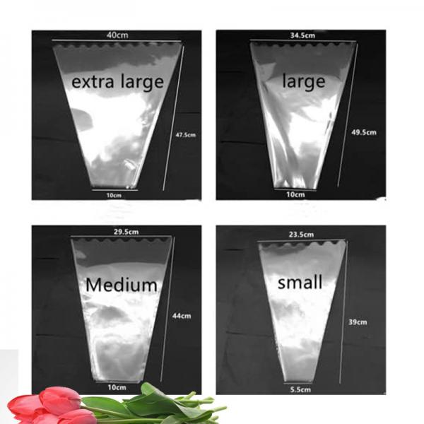Clear Custom Printing Opp Flower Bouquet Sleeves Single Rose Diy Gift Packaging