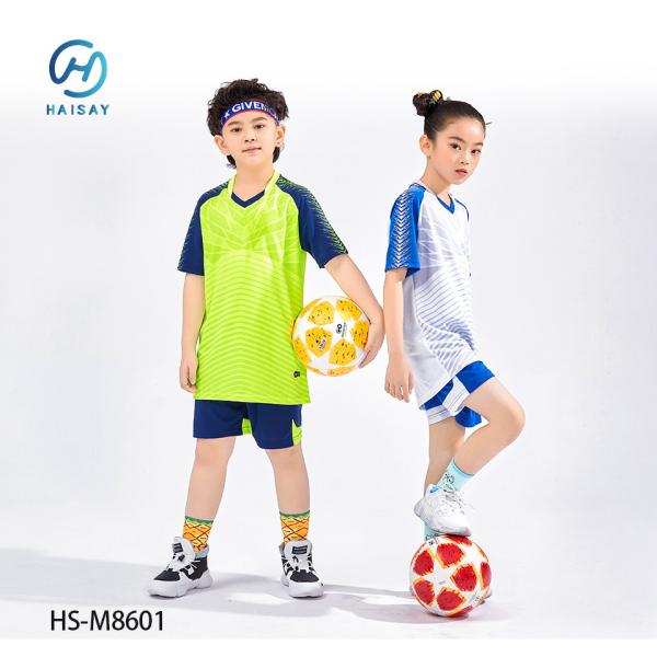 Quality Eye-Catching Patterns and Custom Color Kids Soccer Jerseys with Player Name Option for sale