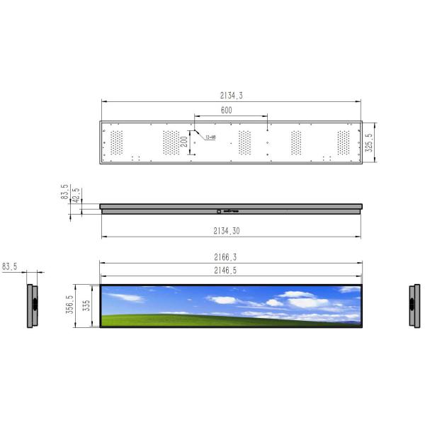 86 Inch Stretched Bar Lcd Display For Shopping Mall 3840*600 Resolution