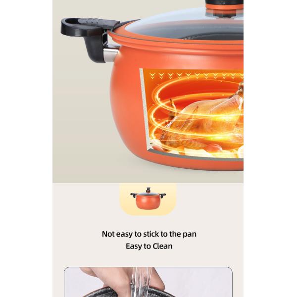 28cm Kitchen Cast Iron Maifan Stone Micro Pressure Cooker With Handle