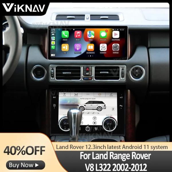 Quality 12.3Inch Touch Screen Stereo For 2002-2012 Range Rover V8 L322 128G Navigation GPS Multimedia Player Wireless Carplay 4G for sale