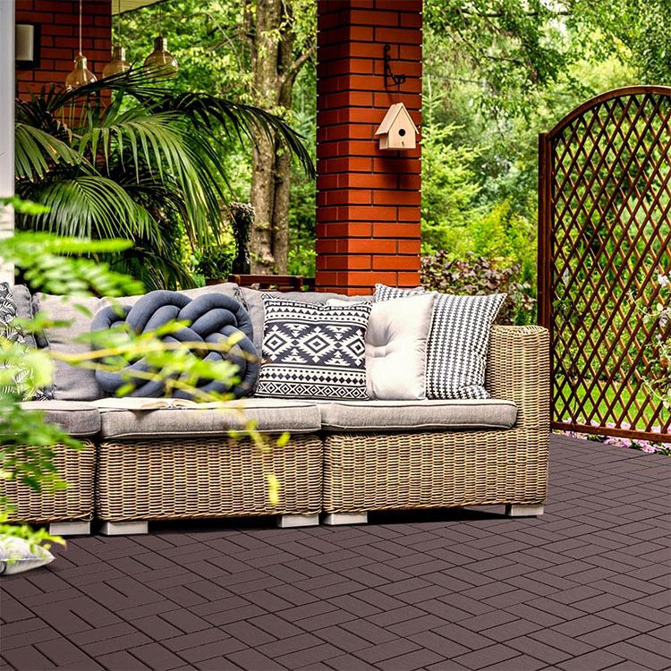 Outdoor Rubber Paver Tiles All Weather Use, Waterproof Pavers For Pool Balcony Backyard Porch, Dark Grey