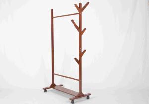 Soild Wood Tree Shape Coat Hanger Stand Shoe Shelf Bottom With Caster Wheels