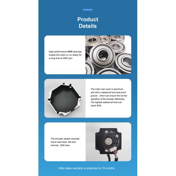 Nema 23 Closed Loop Control Stepper Motor 1000ppr ODM Available
