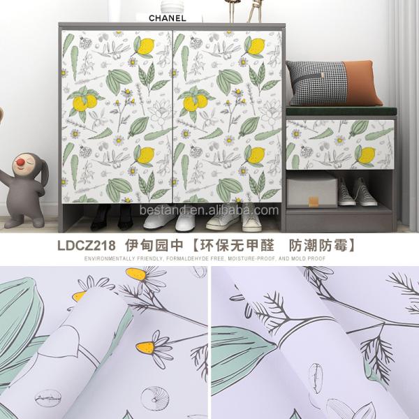 PVC Vinyl Peel And Stick Botanical Wallpaper 60cm Self Adhesive Wallpaper Flowers